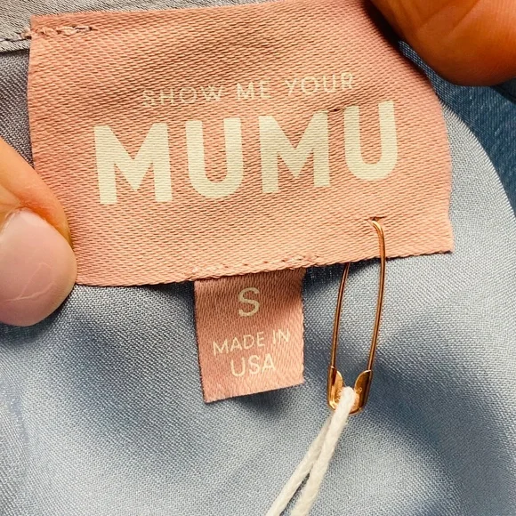 SHOW ME YOUR MUMU First Look Robe in Steel Blue Luxe satin Size Small - NWT - Picture 4 of 7